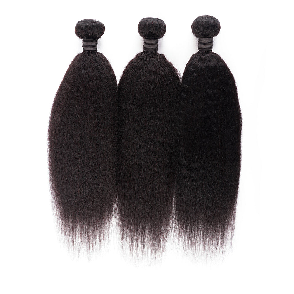 8A GRADE NATURAL COLOR KINKY STRAIGHT BUNDLE