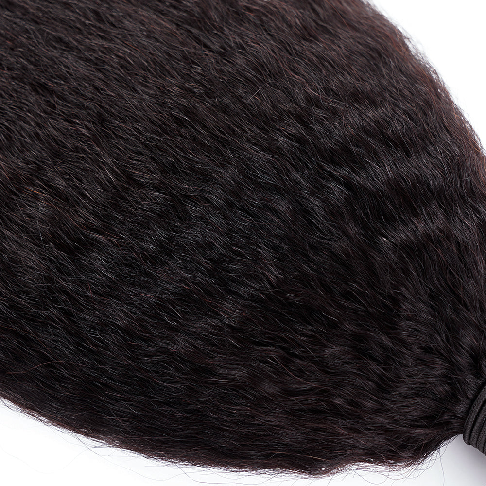 8A GRADE NATURAL COLOR KINKY STRAIGHT BUNDLE