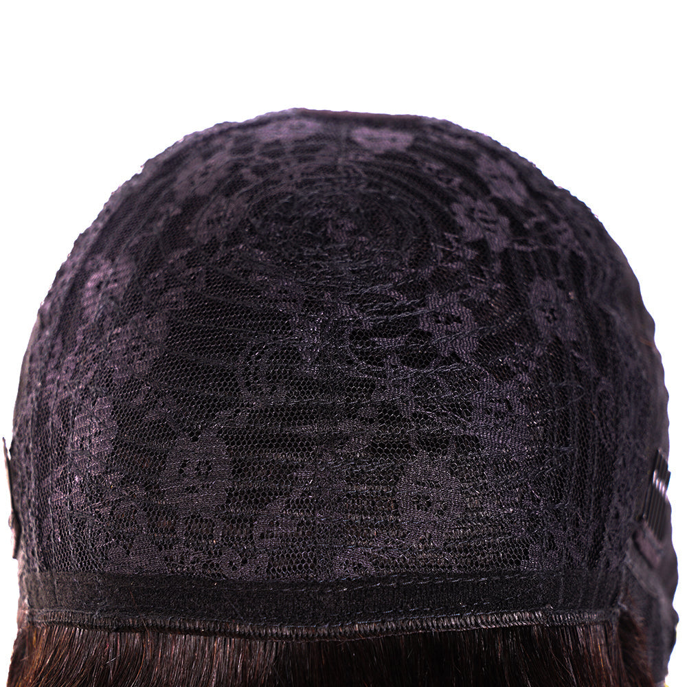 MACHINE MADE SILKY STRAIGHT WIG WITH BANG NATURAL BLACK COLOR