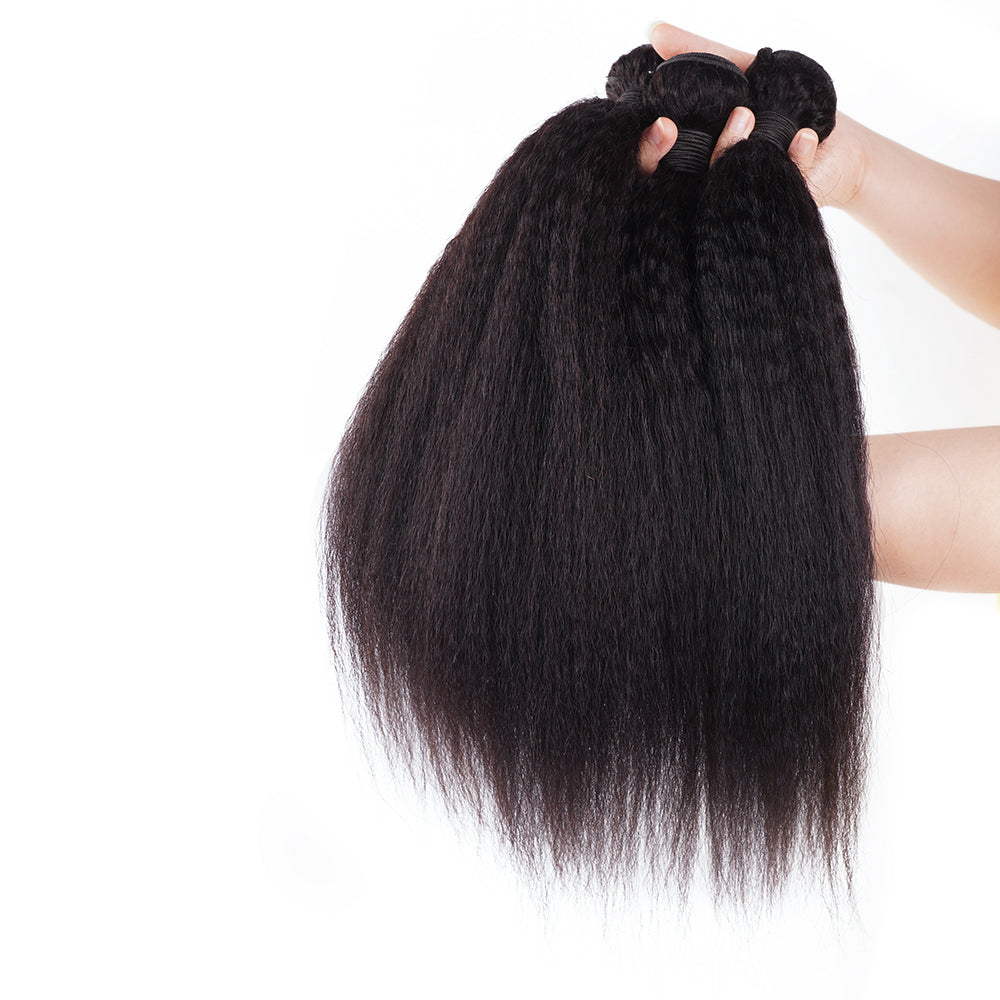 8A GRADE NATURAL COLOR KINKY STRAIGHT BUNDLE
